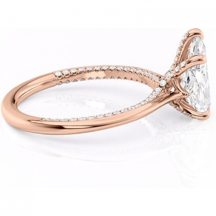 Inel de logodnă Mila din aur Rose 14kt cu moissanite tăietură pară – Solitar rafinată pentru profil înalt | Personalizează și configurează gratuit online [2]