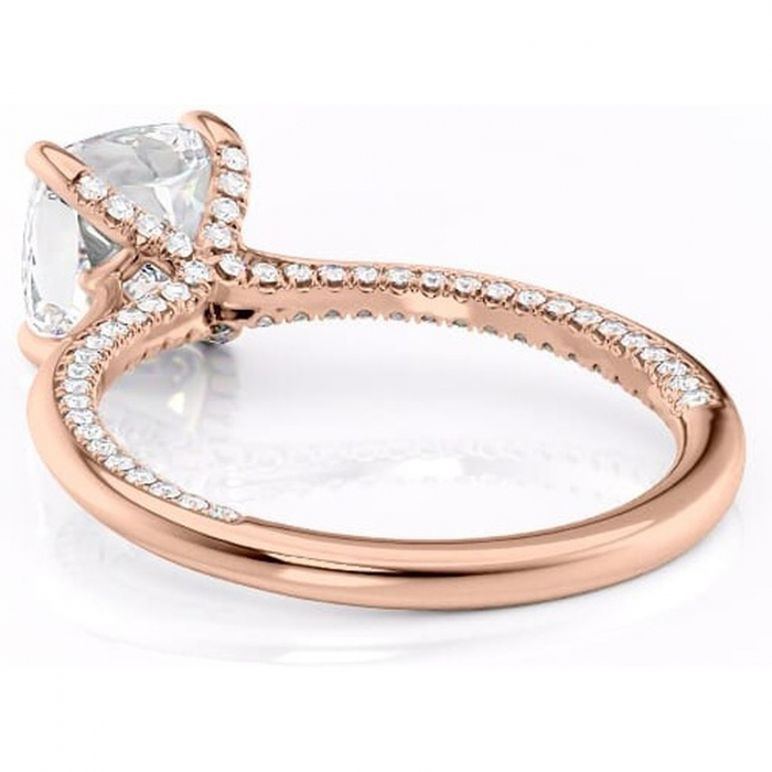 Inel de logodnă Mila din aur Rose 14kt cu moissanite tăietură pernă – Solitar rafinată pentru profil înalt | Personalizează și configurează gratuit online [4]