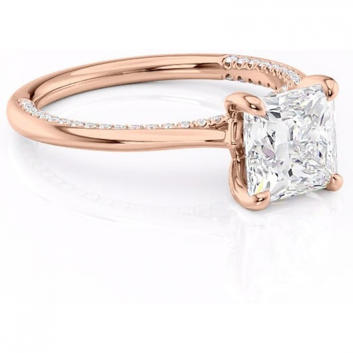 Inel de logodnă Mila din aur Rose 18kt cu moissanite tăietură princess – Solitar rafinată pentru profil înalt | Personalizează și configurează gratuit online [1]