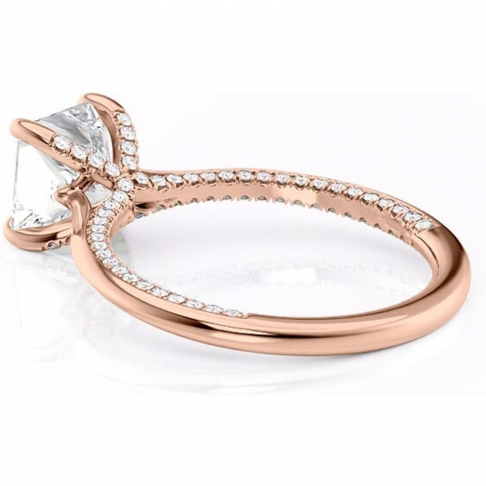 Inel de logodnă Mila din aur Rose 18kt cu moissanite tăietură princess – Solitar rafinată pentru profil înalt | Personalizează și configurează gratuit online [5]
