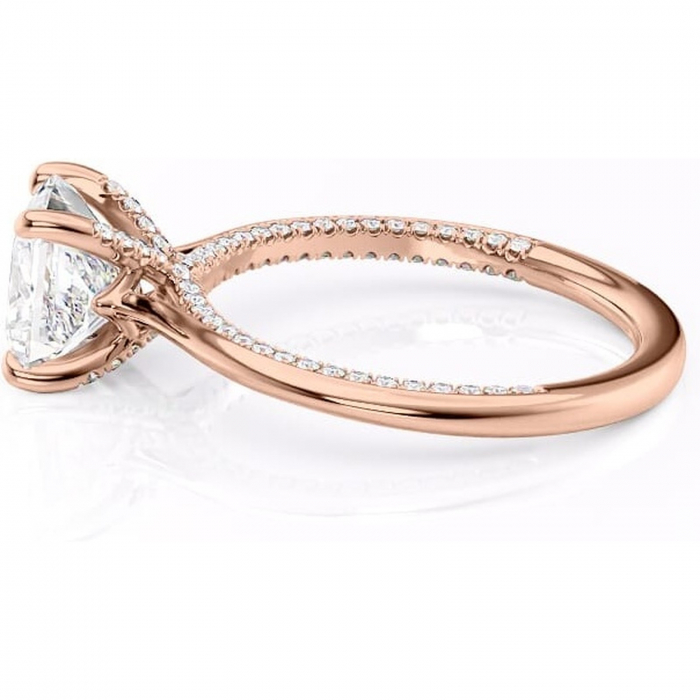 Inel de logodnă Mila din aur Rose 18kt cu moissanite tăietură princess – Solitar rafinată pentru profil înalt | Personalizează și configurează gratuit online [6]