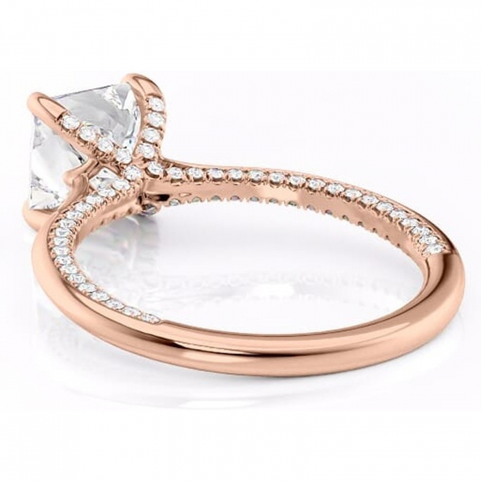 Inel de logodnă Mila din aur Rose 18kt cu moissanite tăietură princess – Solitar rafinată pentru profil înalt | Personalizează și configurează gratuit online [4]
