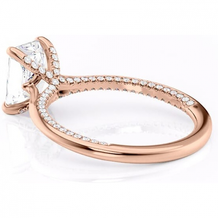 Inel de logodnă Mila din aur Rose 18kt cu moissanite tăietură radiantă – Solitar rafinată pentru profil înalt | Personalizează și configurează gratuit online [5]