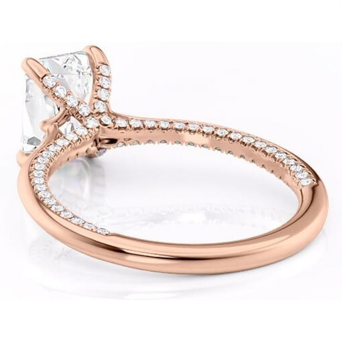 Inel de logodnă Mila din aur Rose 18kt cu moissanite tăietură radiantă – Solitar rafinată pentru profil înalt | Personalizează și configurează gratuit online [4]