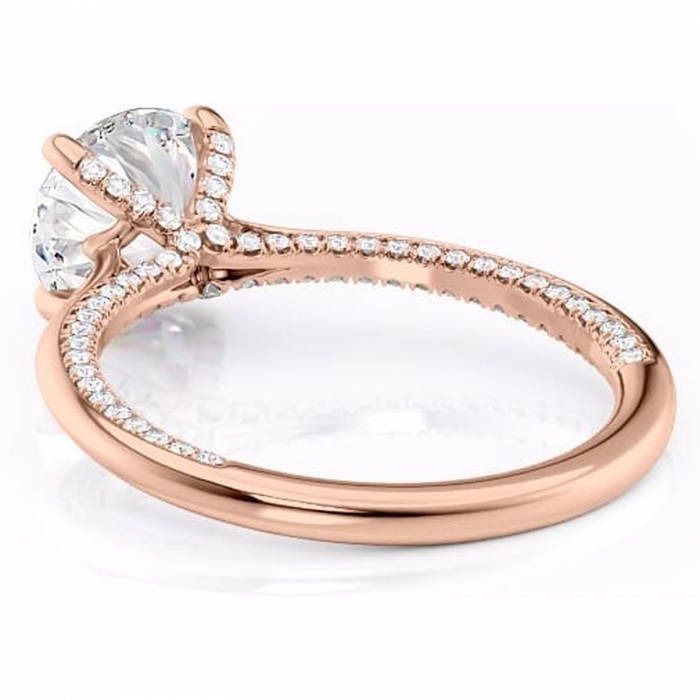 Inel de logodnă Mila din aur Rose 14kt cu moissanite tăietură rotundă – Solitar rafinată pentru profil înalt | Personalizează și configurează gratuit online [4]