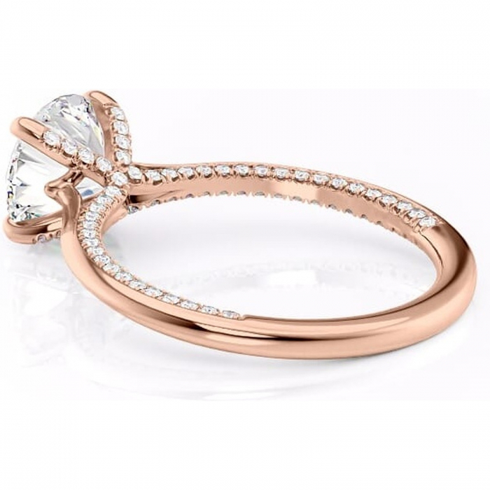Inel de logodnă Mila din aur Rose 14kt cu moissanite tăietură rotundă – Solitar rafinată pentru profil înalt | Personalizează și configurează gratuit online [5]