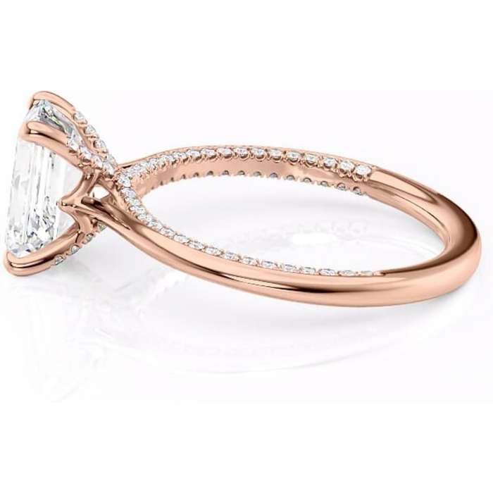 Inel de logodnă Mila din aur Rose 18kt cu moissanite tăietură smarald – Solitar rafinată pentru profil înalt | Personalizează și configurează gratuit online [6]
