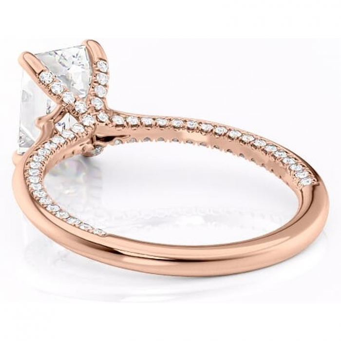 Inel de logodnă Mila din aur Rose 18kt cu moissanite tăietură smarald – Solitar rafinată pentru profil înalt | Personalizează și configurează gratuit online [4]