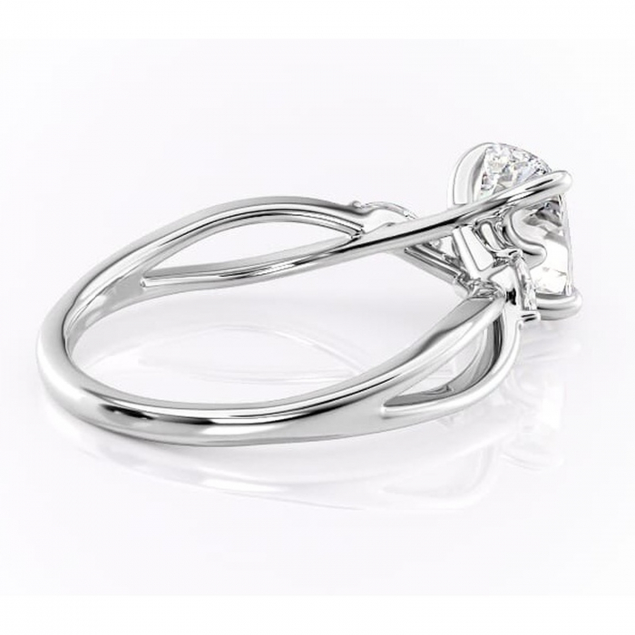 Inel de logodnă Mirabel din aur Alb 14kt cu moissanite tăietură pernă – Pietre laterale rafinată pentru profil mediu | Personalizează și configurează gratuit online [3]