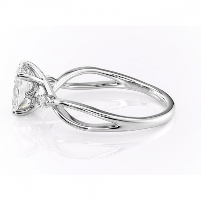 Inel de logodnă Mirabel din aur Alb 14kt cu moissanite tăietură pernă – Pietre laterale rafinată pentru profil mediu | Personalizează și configurează gratuit online [6]