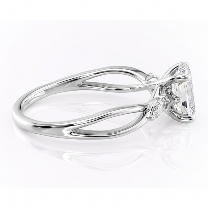 Inel de logodnă Mirabel din aur Alb 14kt cu moissanite tăietură pernă – Pietre laterale rafinată pentru profil mediu | Personalizează și configurează gratuit online [2]