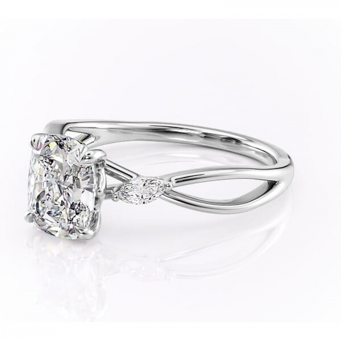 Inel de logodnă Mirabel din aur Alb 14kt cu moissanite tăietură pernă – Pietre laterale rafinată pentru profil mediu | Personalizează și configurează gratuit online [7]