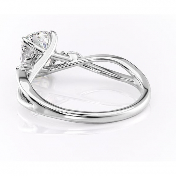 Inel de logodnă Mirabel din aur Alb 14kt cu moissanite tăietură pernă – Pietre laterale rafinată pentru profil mediu | Personalizează și configurează gratuit online [4]