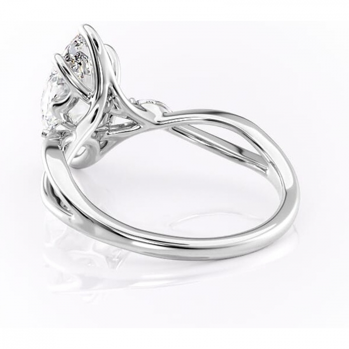 Inel de logodnă Mirabel din aur Alb 14kt cu moissanite tăietură marquise – Pietre laterale rafinată pentru profil mediu | Personalizează și configurează gratuit online [4]