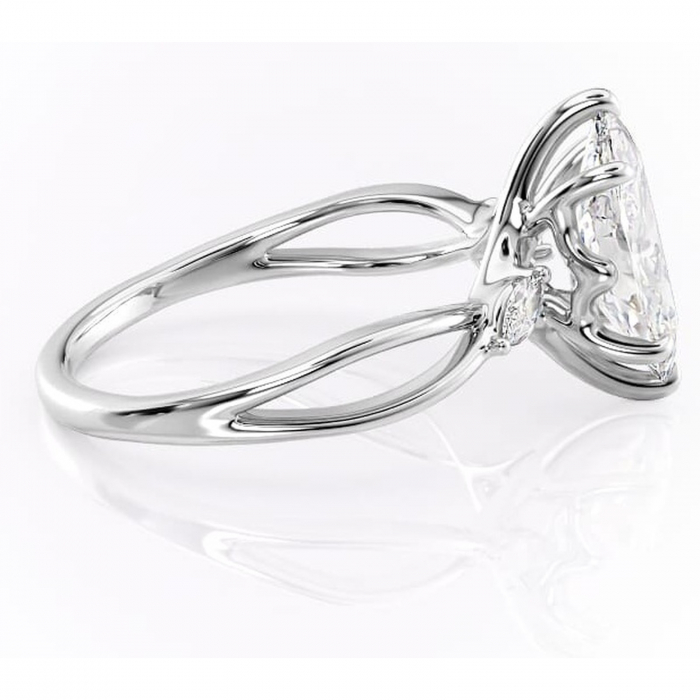 Inel de logodnă Mirabel din aur Alb 14kt cu moissanite tăietură marquise – Pietre laterale rafinată pentru profil mediu | Personalizează și configurează gratuit online [2]