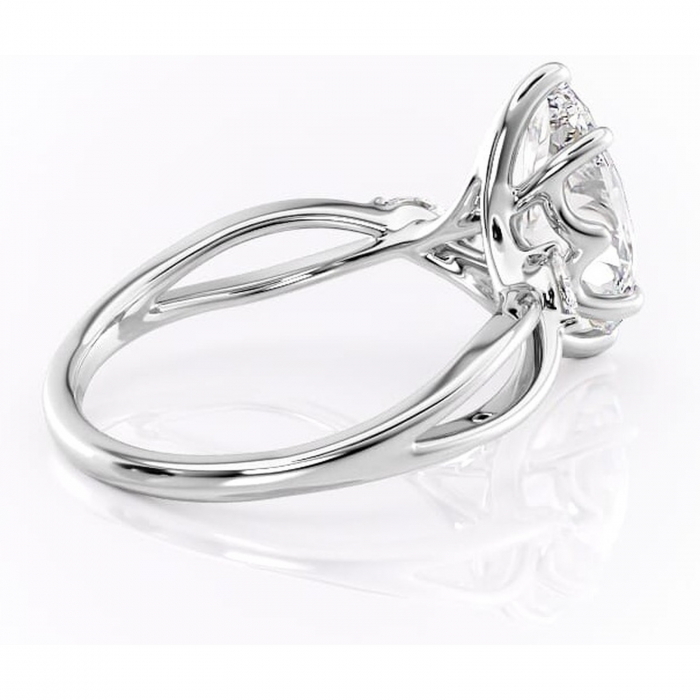 Inel de logodnă Mirabel din aur Alb 14kt cu moissanite tăietură marquise – Pietre laterale rafinată pentru profil mediu | Personalizează și configurează gratuit online [3]