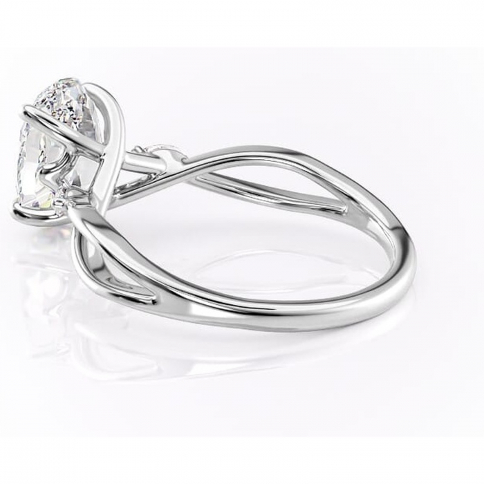 Inel de logodnă Mirabel din aur Alb 18kt cu moissanite tăietură ovală – Pietre laterale rafinată pentru profil mediu | Personalizează și configurează gratuit online [5]