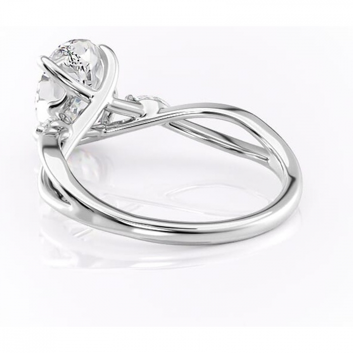 Inel de logodnă Mirabel din aur Alb 18kt cu moissanite tăietură ovală – Pietre laterale rafinată pentru profil mediu | Personalizează și configurează gratuit online [4]