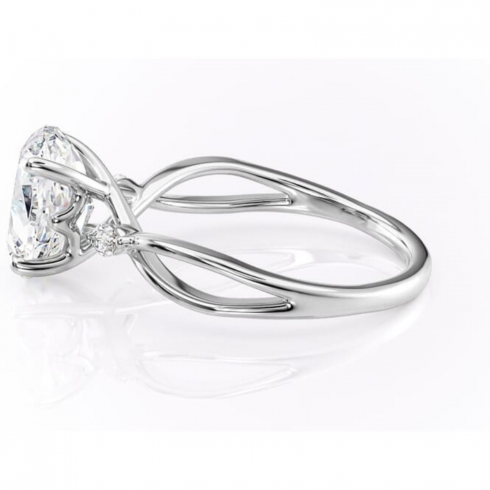 Inel de logodnă Mirabel din aur Alb 18kt cu moissanite tăietură ovală – Pietre laterale rafinată pentru profil mediu | Personalizează și configurează gratuit online [6]