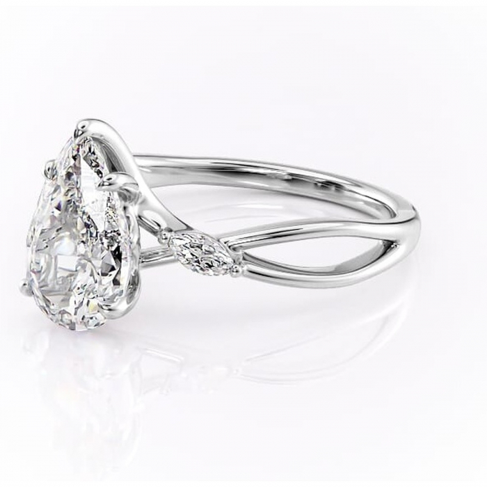 Inel de logodnă Mirabel din aur Alb 14kt cu moissanite tăietură pară – Pietre laterale rafinată pentru profil mediu | Personalizează și configurează gratuit online [7]