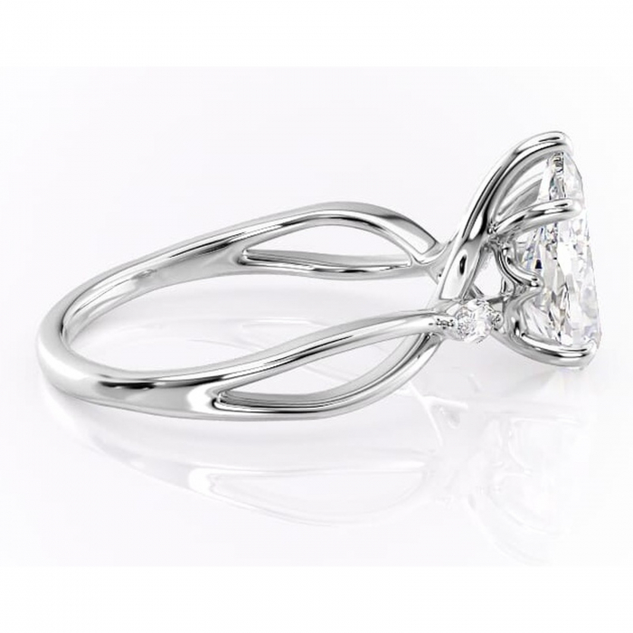 Inel de logodnă Mirabel din aur Alb 14kt cu moissanite tăietură pară – Pietre laterale rafinată pentru profil mediu | Personalizează și configurează gratuit online [2]