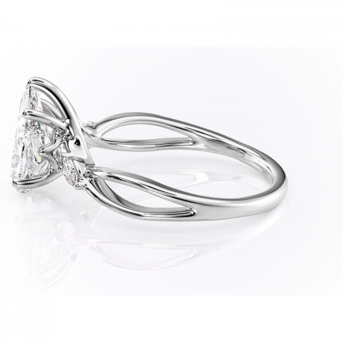 Inel de logodnă Mirabel din aur Alb 14kt cu moissanite tăietură pară – Pietre laterale rafinată pentru profil mediu | Personalizează și configurează gratuit online [6]