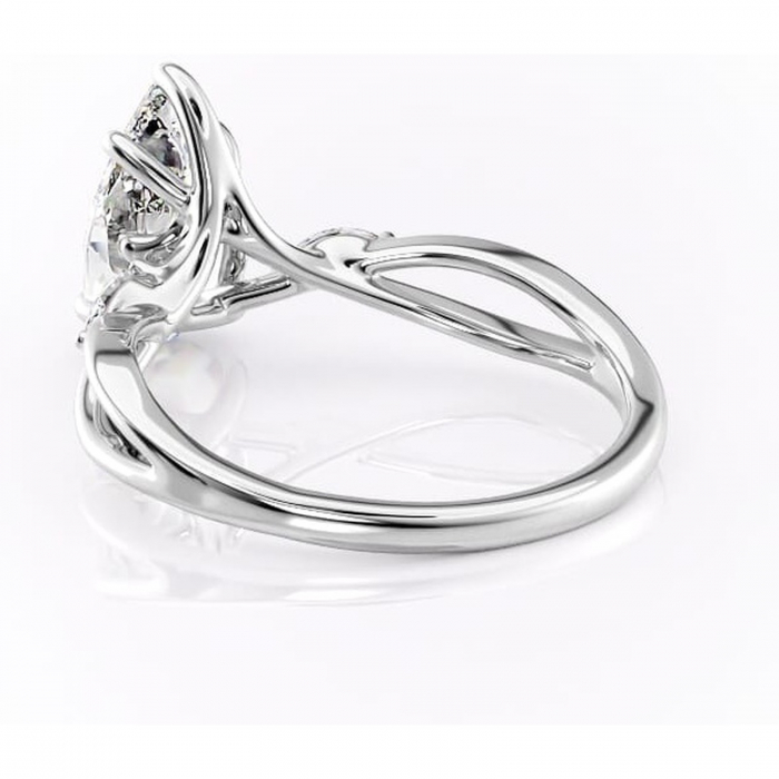 Inel de logodnă Mirabel din aur Alb 14kt cu moissanite tăietură pară – Pietre laterale rafinată pentru profil mediu | Personalizează și configurează gratuit online [4]