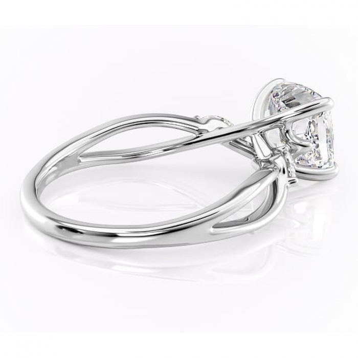 Inel de logodnă Mirabel din aur Alb 18kt cu moissanite tăietură pernă – Pietre laterale rafinată pentru profil mediu | Personalizează și configurează gratuit online [3]