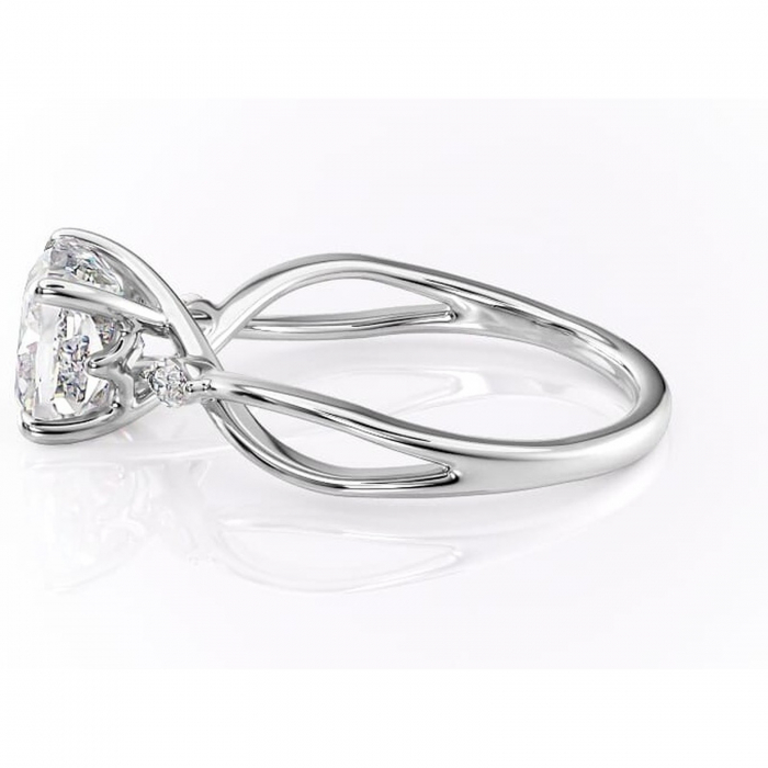 Inel de logodnă Mirabel din aur Alb 18kt cu moissanite tăietură pernă – Pietre laterale rafinată pentru profil mediu | Personalizează și configurează gratuit online [6]