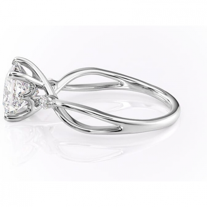 Inel de logodnă Mirabel din aur Alb 14kt cu moissanite tăietură princess – Pietre laterale rafinată pentru profil mediu | Personalizează și configurează gratuit online [6]