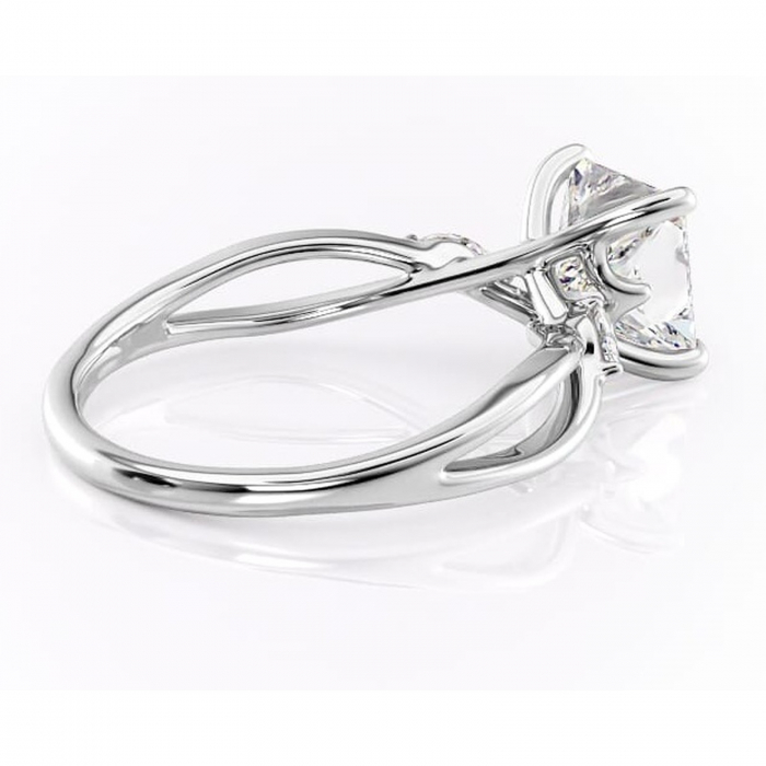 Inel de logodnă Mirabel din aur Alb 14kt cu moissanite tăietură princess – Pietre laterale rafinată pentru profil mediu | Personalizează și configurează gratuit online [3]