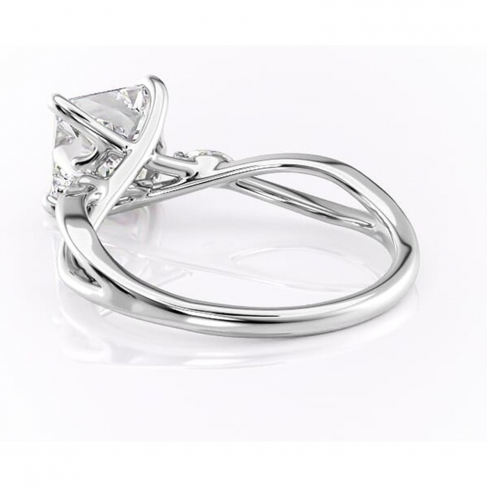 Inel de logodnă Mirabel din aur Alb 14kt cu moissanite tăietură princess – Pietre laterale rafinată pentru profil mediu | Personalizează și configurează gratuit online [4]