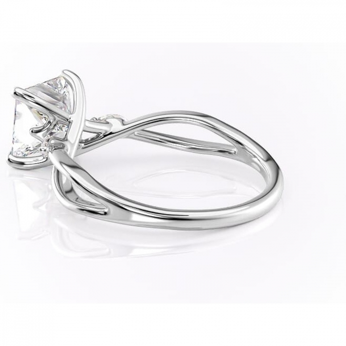 Inel de logodnă Mirabel din aur Alb 14kt cu moissanite tăietură princess – Pietre laterale rafinată pentru profil mediu | Personalizează și configurează gratuit online [5]