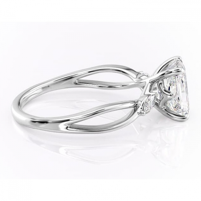 Inel de logodnă Mirabel din aur Alb 14kt cu moissanite tăietură radiantă – Pietre laterale rafinată pentru profil mediu | Personalizează și configurează gratuit online [2]