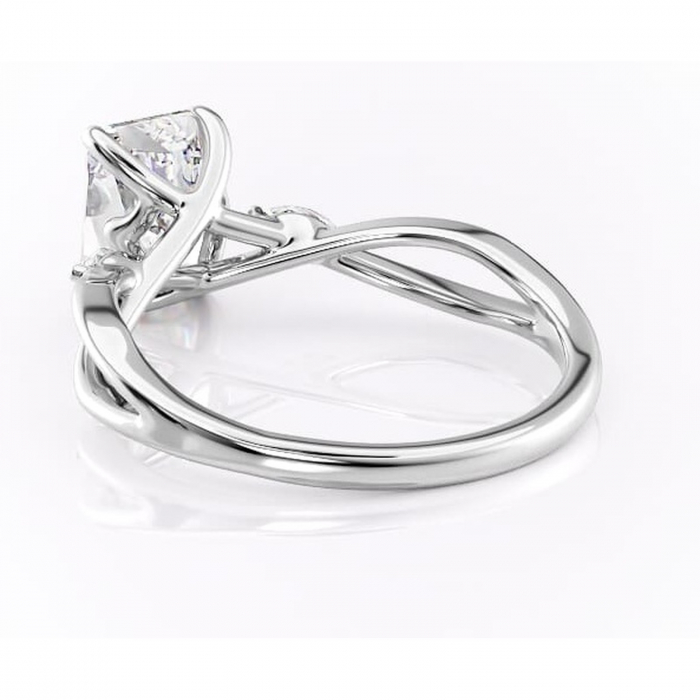 Inel de logodnă Mirabel din aur Alb 14kt cu moissanite tăietură radiantă – Pietre laterale rafinată pentru profil mediu | Personalizează și configurează gratuit online [4]