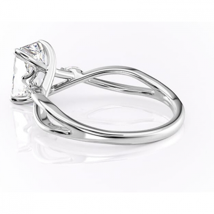 Inel de logodnă Mirabel din aur Alb 14kt cu moissanite tăietură radiantă – Pietre laterale rafinată pentru profil mediu | Personalizează și configurează gratuit online [5]