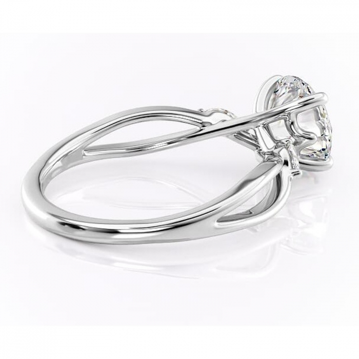 Inel de logodnă Mirabel din aur Alb 14kt cu moissanite tăietură rotundă – Pietre laterale rafinată pentru profil mediu | Personalizează și configurează gratuit online [3]