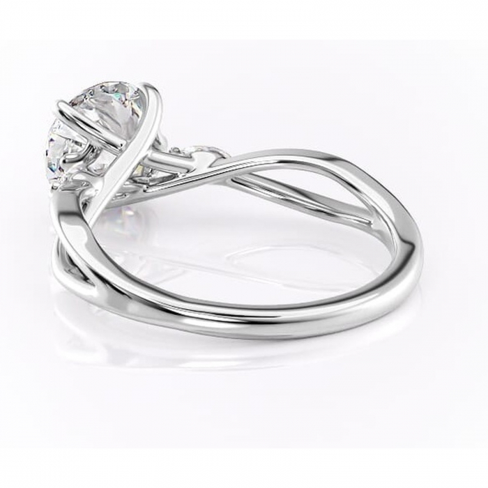 Inel de logodnă Mirabel din aur Alb 14kt cu moissanite tăietură rotundă – Pietre laterale rafinată pentru profil mediu | Personalizează și configurează gratuit online [4]