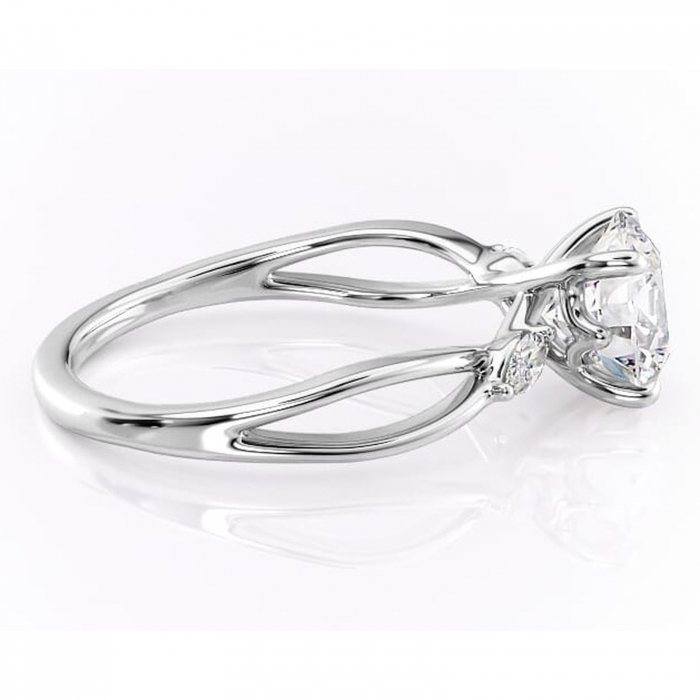 Inel de logodnă Mirabel din aur Alb 14kt cu moissanite tăietură rotundă – Pietre laterale rafinată pentru profil mediu | Personalizează și configurează gratuit online [2]