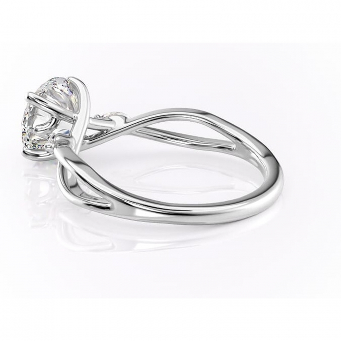 Inel de logodnă Mirabel din aur Alb 14kt cu moissanite tăietură rotundă – Pietre laterale rafinată pentru profil mediu | Personalizează și configurează gratuit online [5]