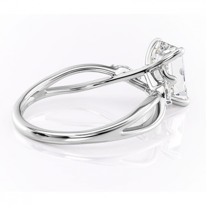 Inel de logodnă Mirabel din aur Alb 14kt cu moissanite tăietură smarald – Pietre laterale rafinată pentru profil mediu | Personalizează și configurează gratuit online [3]