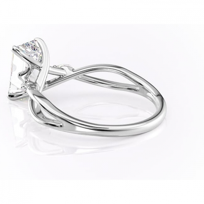 Inel de logodnă Mirabel din aur Alb 14kt cu moissanite tăietură smarald – Pietre laterale rafinată pentru profil mediu | Personalizează și configurează gratuit online [5]