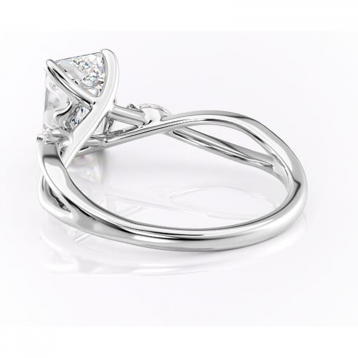 Inel de logodnă Mirabel din aur Alb 14kt cu moissanite tăietură smarald – Pietre laterale rafinată pentru profil mediu | Personalizează și configurează gratuit online [4]