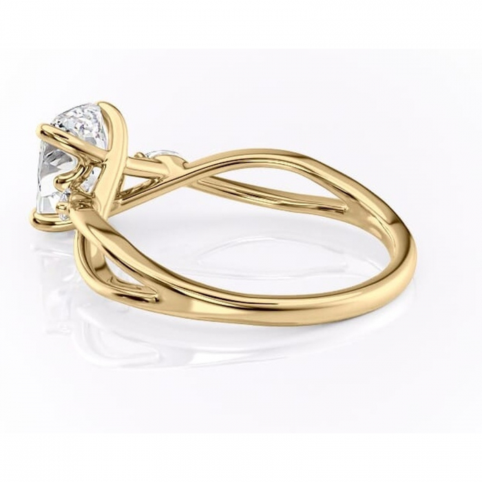 Inel de logodnă Mirabel din aur Galben 14kt cu moissanite tăietură pernă – Pietre laterale rafinată pentru profil mediu | Personalizează și configurează gratuit online [5]