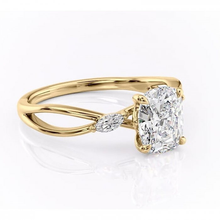 Inel de logodnă Mirabel din aur Galben 14kt cu moissanite tăietură pernă – Pietre laterale rafinată pentru profil mediu | Personalizează și configurează gratuit online [1]