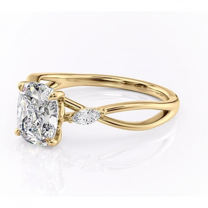 Inel de logodnă Mirabel din aur Galben 14kt cu moissanite tăietură pernă – Pietre laterale rafinată pentru profil mediu | Personalizează și configurează gratuit online [7]