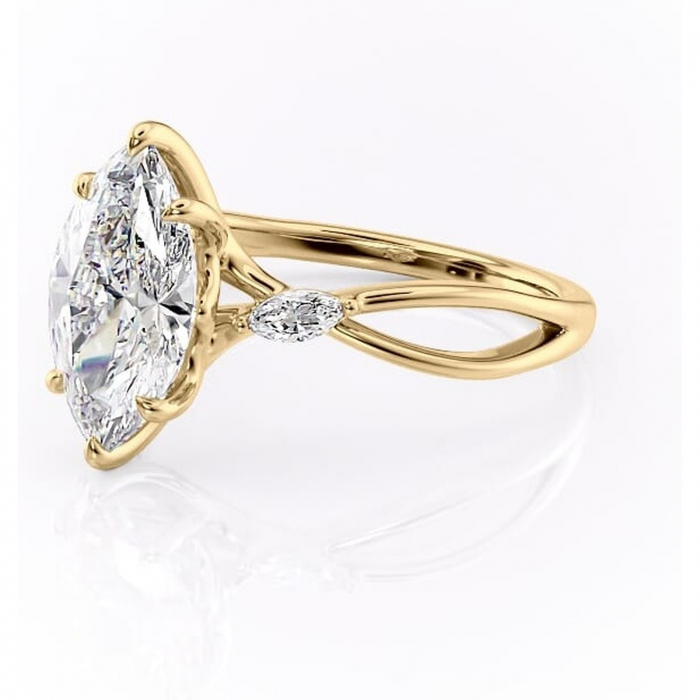 Inel de logodnă Mirabel din aur Galben 18kt cu moissanite tăietură marquise – Pietre laterale rafinată pentru profil mediu | Personalizează și configurează gratuit online [7]