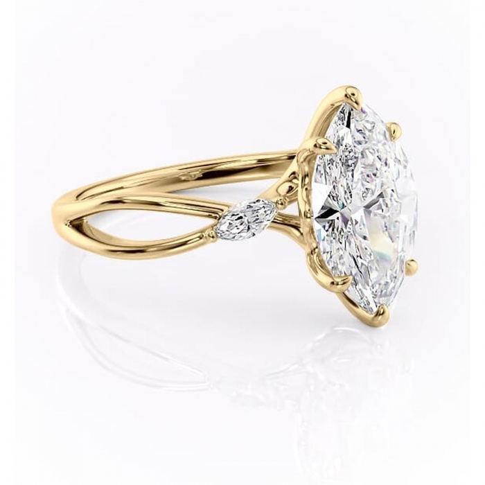 Inel de logodnă Mirabel din aur Galben 18kt cu moissanite tăietură marquise – Pietre laterale rafinată pentru profil mediu | Personalizează și configurează gratuit online [1]