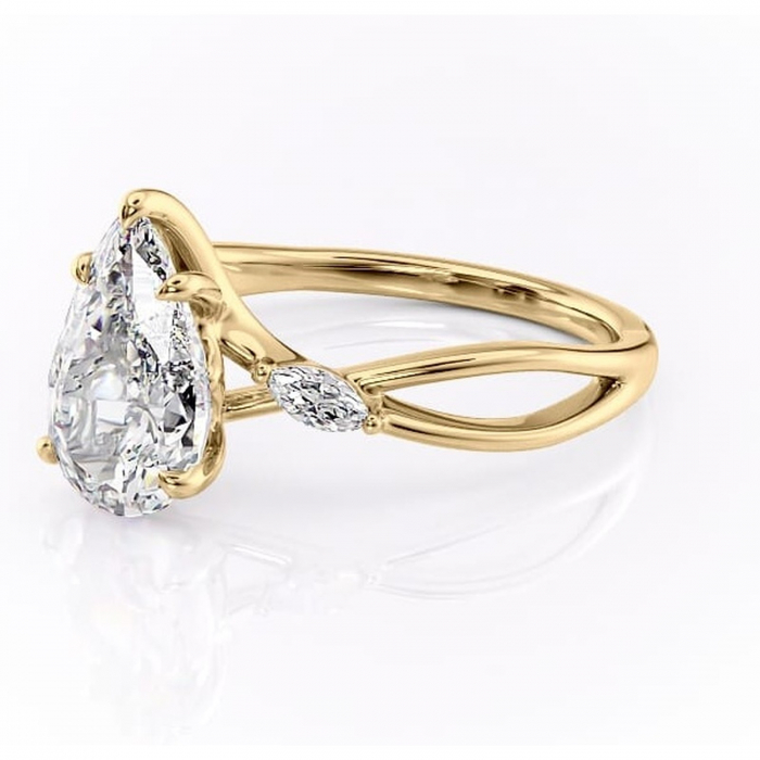 Inel de logodnă Mirabel din aur Galben 14kt cu moissanite tăietură pară – Pietre laterale rafinată pentru profil mediu | Personalizează și configurează gratuit online [7]