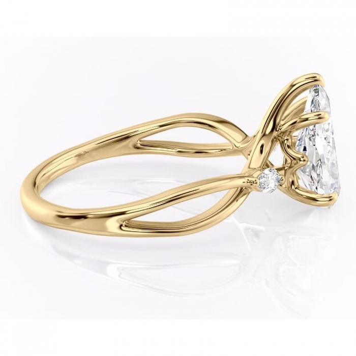 Inel de logodnă Mirabel din aur Galben 14kt cu moissanite tăietură pară – Pietre laterale rafinată pentru profil mediu | Personalizează și configurează gratuit online [2]